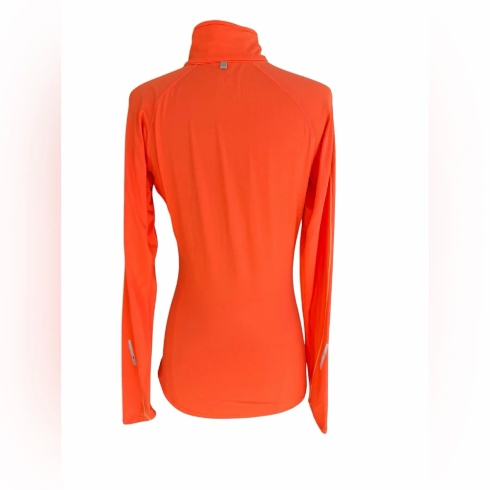 Nike Dri Fit Running Quarter Zip Long Sleeve Orange Pullover Reflective Shirt
